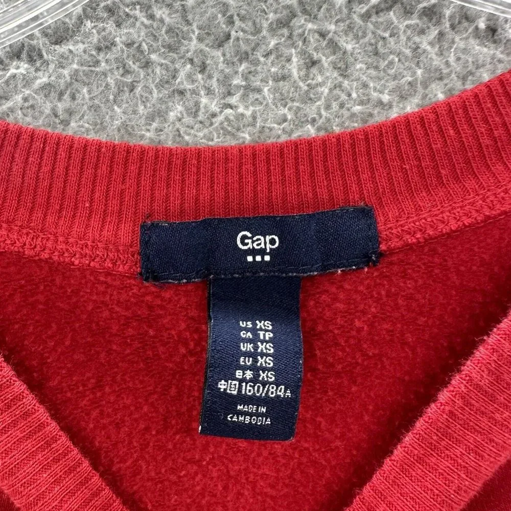 GAP‎ Sweatshirt Women's XS Red Graphic Glittered LOGO Crew Neck Sweatshirt XS